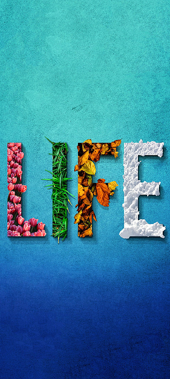 Life Typography , electric blue, herbal, grass, , , herb, flower, herbs HD phone wallpaper