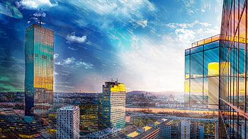 Buildings, cityscape, sunny day HD wallpaper