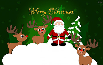 Merry Christmas, Santa, Christmas, Reindeer, Merry, And HD wallpaper