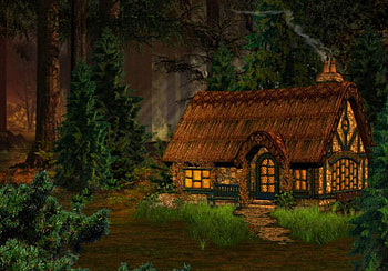 forest cottage, magic, woods, fantasy, nature, cottage, forest HD wallpaper