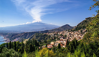 Mount Etna, Rocca di Cefal, Panoramic view, Stunning landscapes HD wallpaper