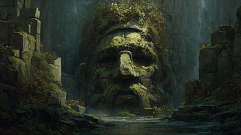Forgotten God of the Mossbound Ruins —, Fantasy, Statue HD wallpaper