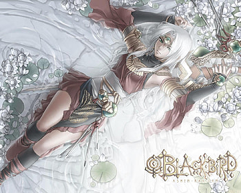 Black Bird, sexy, hot, cute, girl, anime girl, anime, flower, water lily, water, lotus, female HD wallpaper