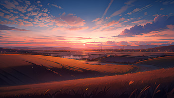 Digital Sunset Landscape with Vibrant Clouds, landscape, sunset, sky, cloud, Digital Art HD wallpaper