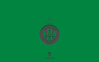 AS Saint-Etienne, green background, French football team, AS Saint-Etienne emblem, Ligue 1, Saint-Etienne, France, football, AS Saint-Etienne logo HD wallpaper
