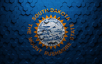 Flag of South Dakota, honeycomb art, South Dakota hexagons flag, South Dakota, 3d hexagons art, South Dakota flag HD wallpaper