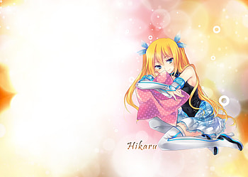 Aizawa Hikaru, star, blonde, anime, aizawa, girl, pillow, hikaru HD wallpaper
