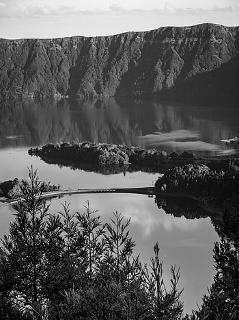 Landscape, Nature, Lake, Shore, Bank, Cliff, Bw, Chb HD phone wallpaper