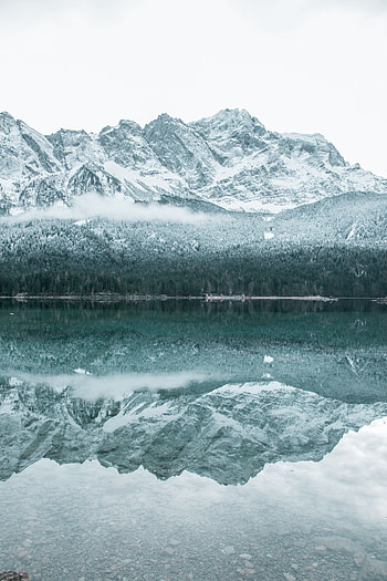 Winter, Nature, Snow, Mountain, Lake, Reflection HD phone wallpaper