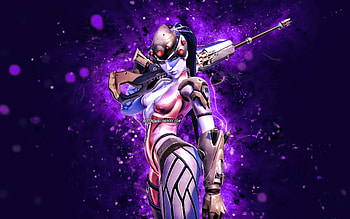 Widowmaker, , violet neon lights, Overwatch, creative, Overwatch characters, Widowmaker Overwatch HD wallpaper