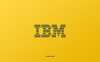 IBM logo, yellow background, stylish art, brands, emblem, IBM, yellow paper texture, IBM emblem HD wallpaper