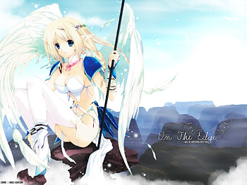 Iizuki Tasuku, sexy, wings, blue eyes, cute, girl, angel, anime, short hair, blonde hair HD wallpaper