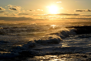 Nature, Sea, Sun, Waves, Glare HD wallpaper