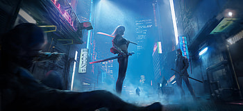 Back Street Girl , cyberpunk, artist, artwork, digital-art, artstation, sword, warrior, neon HD wallpaper