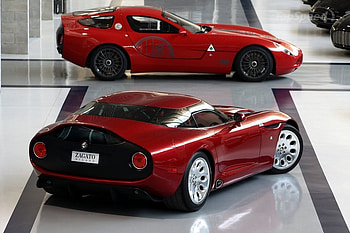 alfa romeo zagato, front engine, two seater, silver alloys, red HD wallpaper