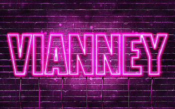Happy Birtay Vianney, , pink neon lights, Vianney name, creative, Vianney Happy Birtay, Vianney Birtay, popular french female names, with Vianney name, Vianney HD wallpaper