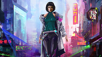 Beautiful girl, cyberpunk, fantasy, art HD wallpaper