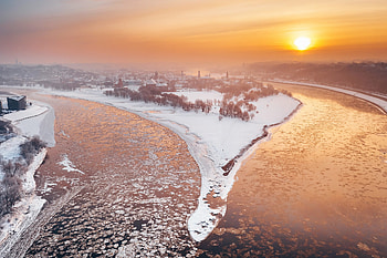 Kaunas River City Winter Snow Sunlight, winter, snow, sunlight, river, nature, graphy HD wallpaper