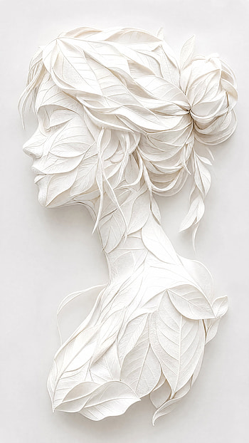 Ethereal Leaf Profile — White Aesthetic , Woman, Portrait, Paper Art HD phone wallpaper