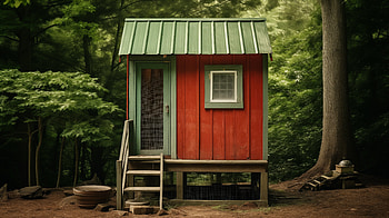 Rustic Chicken Coop, chicken coop, cabin, nature, forest, red HD wallpaper