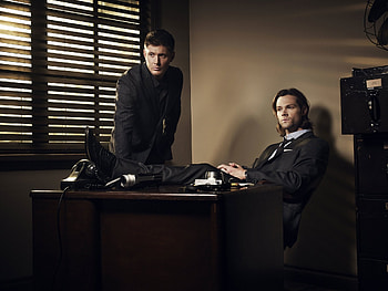 supernatural season 9 supernatural men suits table dean sam winchester dean sam hard drive actors jensen HD wallpaper