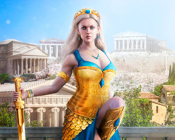 Clymene, blue, shield, evgeny dvoretckiy, girl, fantasy, yellow, luminos, warrior HD wallpaper