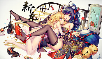 hostess, cute, ecchi, 2 chicks HD wallpaper