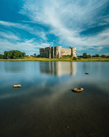 Nature, Trees, Sky, Lock, Building, Lake HD phone wallpaper