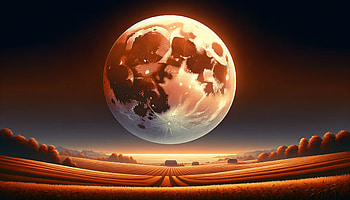 Giant Moon Over Harvest Fields, harvest moon (nature), moon, landscape, Digital Art HD wallpaper