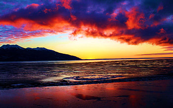 Sunset in Alaska, colors, clouds, sky, Mountains, usa HD wallpaper