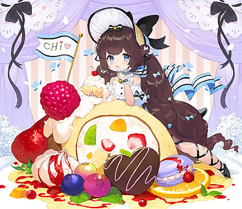 Cake, cute, original, anime girl HD wallpaper