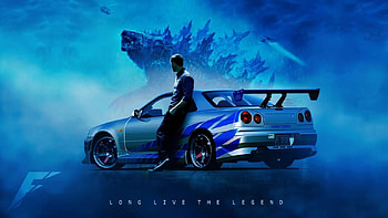 Paul Walker Skyline R34, Blue Skyline HD wallpaper