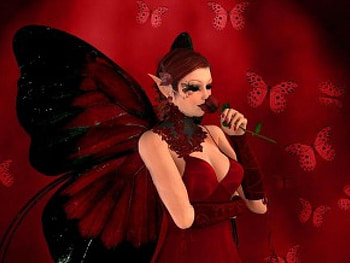 ~Fairy in Red~, fairy, abstract, fantasy, red HD wallpaper