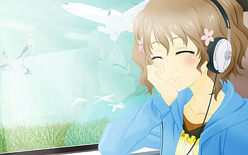 Anime, Bird, Smile, Girl, Plane, Airplane, Pretty HD wallpaper