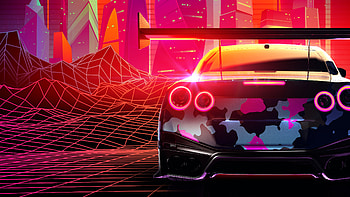 Nissan Gtr Retrowave , nissan-gtr, nissan, cars, retrowave HD wallpaper