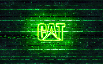 Caterpillar green logo, , CAT, green brickwall, Caterpillar logo, brands, Caterpillar neon logo, Caterpillar, CAT logo HD wallpaper