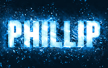 Happy Birtay Phillip, , blue neon lights, Phillip name, creative, Phillip Happy Birtay, Phillip Birtay, popular american male names, with Phillip name, Phillip HD wallpaper