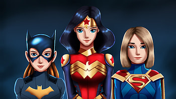 Wonder woman, batwoman, supergirl, superheroes, girls, digital art HD wallpaper