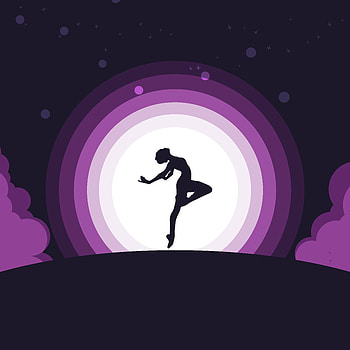 Woman, dance, moon, silhouette, digital art HD phone wallpaper