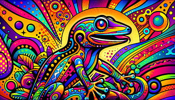 Vibrant Gecko Art, gecko, abstract design HD wallpaper