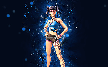 Scuba Crystal, , blue neon lights, Fortnite Battle Royale, Fortnite characters, Scuba Crystal Skin, Fortnite, Scuba Crystal Fortnite HD wallpaper