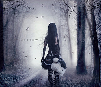 Runaway, trees, lady, abstract, fantasy HD wallpaper