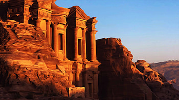 Petra oil painting, , Vivid colours, Artistic masterpiece HD wallpaper