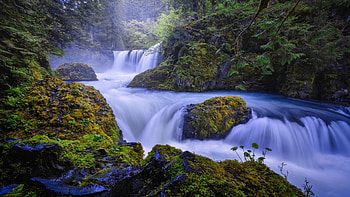 Spirit Falls, Washington state, trees, cascades, river, rocks, usa HD wallpaper