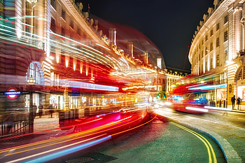 Street, Vehicles, Bus, London, Motion Blur, Night HD wallpaper