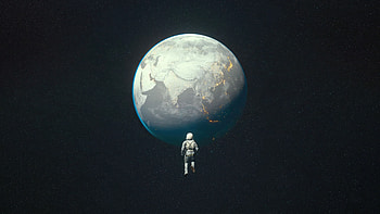 Desaturated Earth Astroanut , astronaut, earth, space, artist, artwork, digital-art, dark HD wallpaper