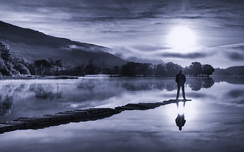 Nature, Lake, Silhouette, Fog, Loneliness HD wallpaper