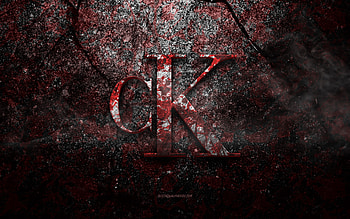 Calvin Klein logo, grunge art, Calvin Klein stone logo, red stone texture, Calvin Klein, grunge stone texture, Calvin Klein emblem, Calvin Klein 3d logo HD wallpaper