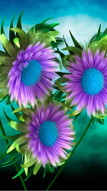blue, purple, artistic, flower HD phone wallpaper