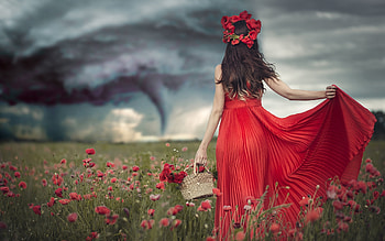 Red Dress, model, lady, dress, red HD wallpaper